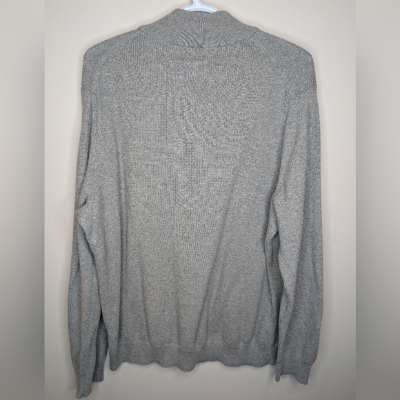 Tasso Elba Suprema Cotton Mens XL Gray Knit Pullover Sweater 1/4 zip - Picture 2 of 8